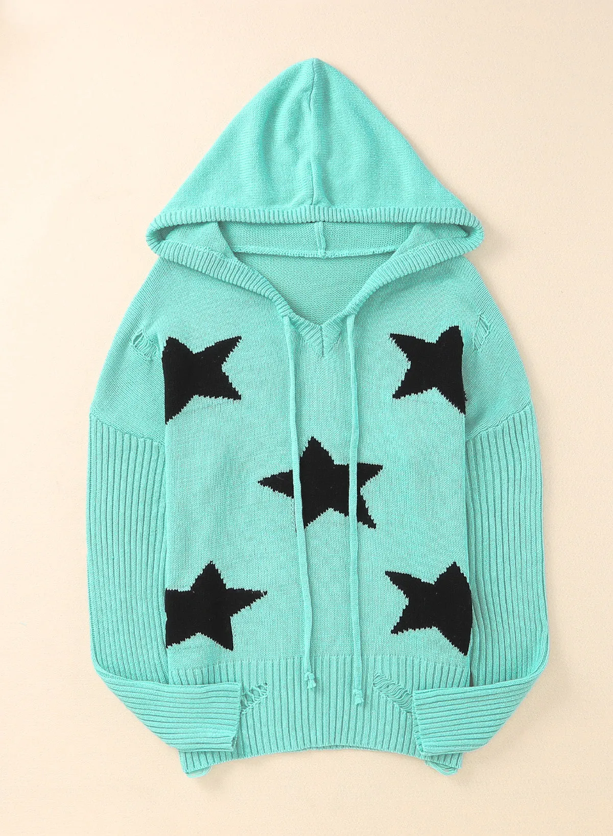 'Ivy' Star Distressed Slit Hooded Sweater sold by Goodnight Macaroon product image thumbnail 5