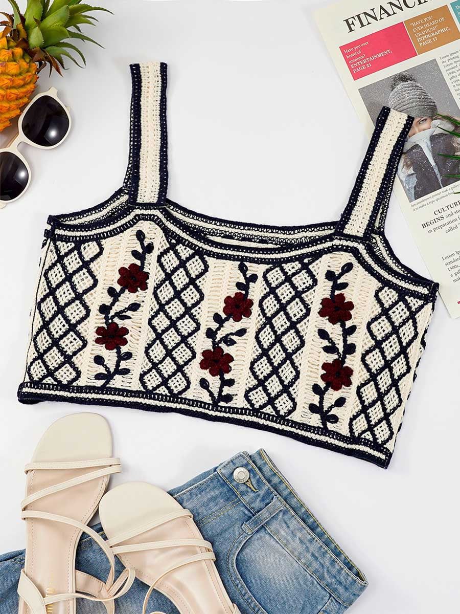 Crochet Floral Embroidery Camis #109090 sold by Goodnight Macaroon product image thumbnail 10