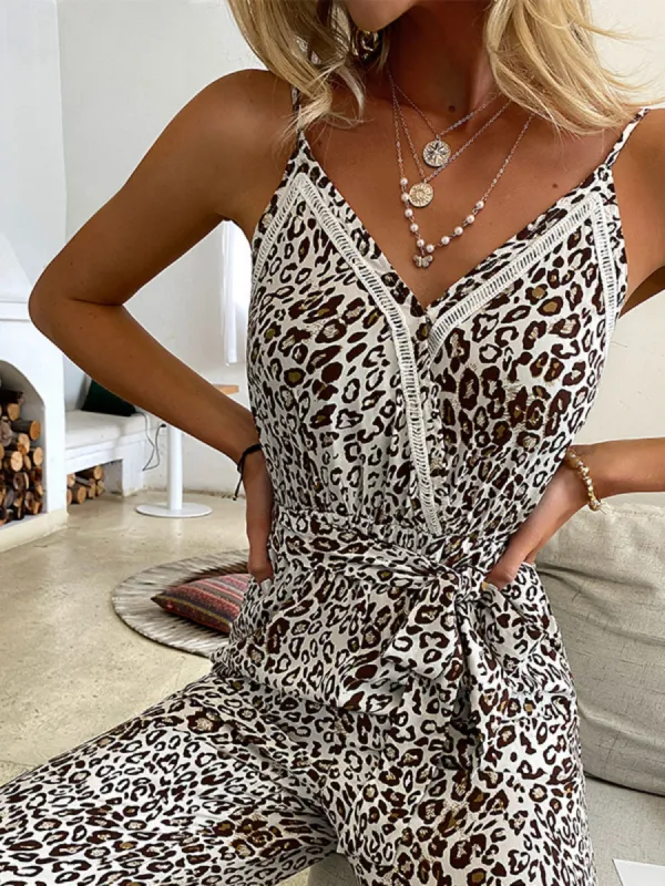 'Suzanne' Leopard Pattern Lace Jumpsuit made by Goodnight Macaroon
