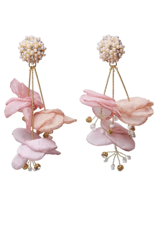 'Brielle' Pink Floral Drop Earrings sold by Goodnight Macaroon