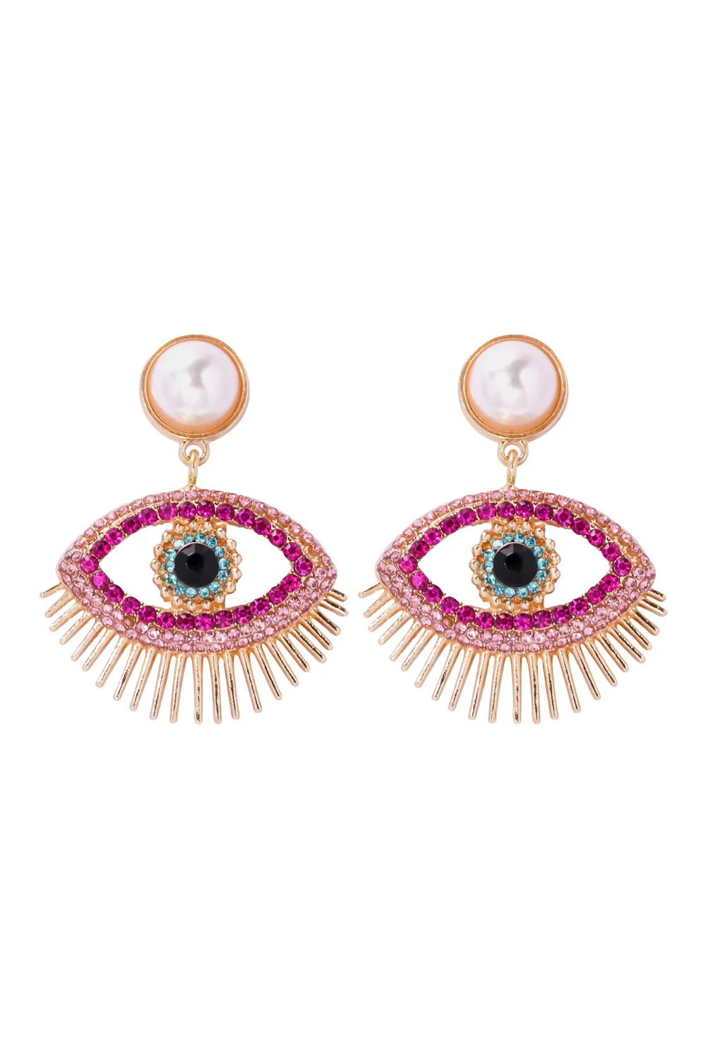Evil Eye Shape Rhinestone Zinc Alloy Synthetic Dangle Earrings sold by Goodnight Macaroon
