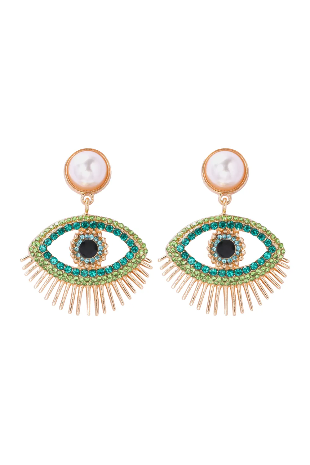 Evil Eye Shape Rhinestone Zinc Alloy Synthetic Dangle Earrings sold by Goodnight Macaroon product image thumbnail 2