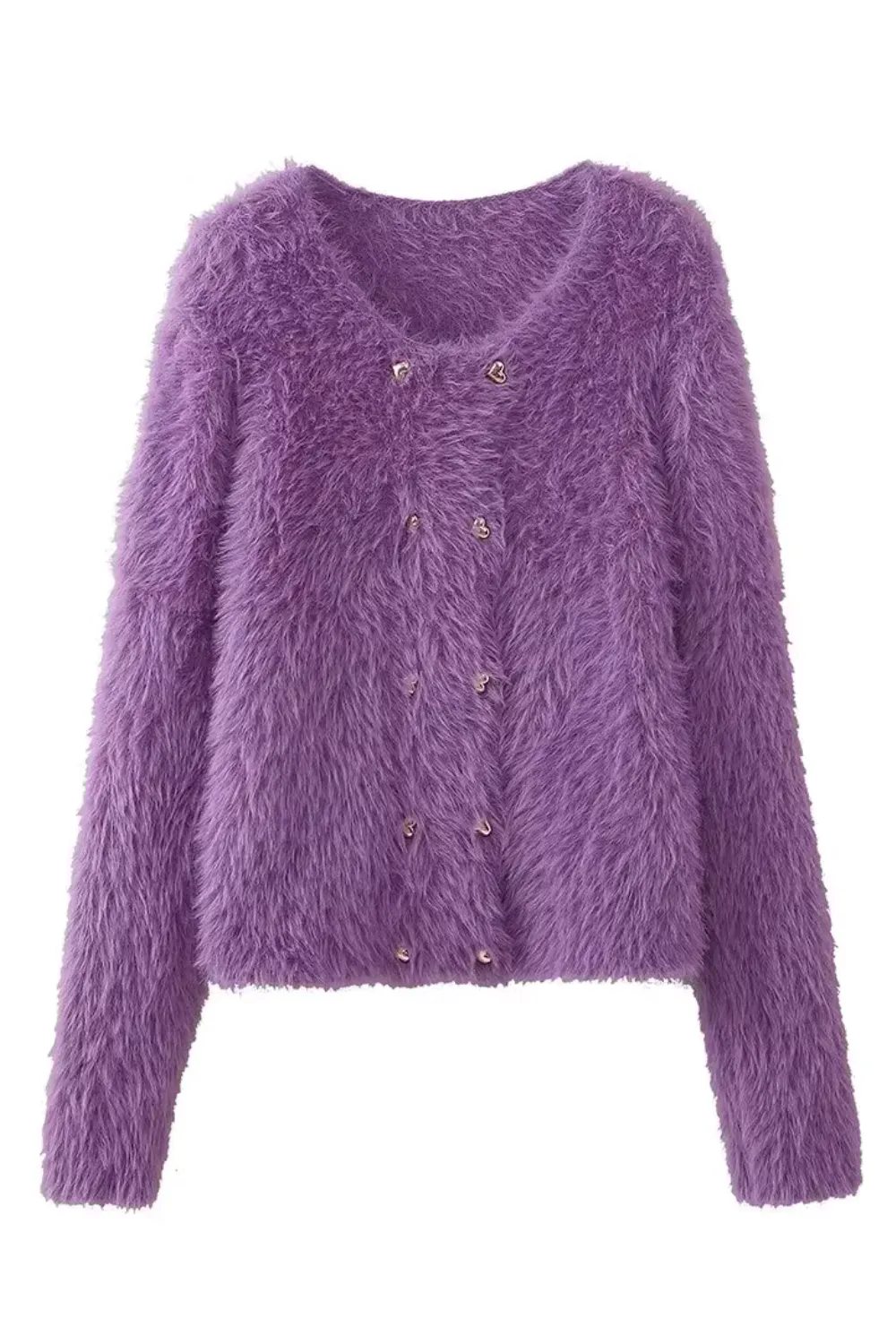 'Zadie' Fuzzy Round Neck Knitted Cardigan (4 Colors) sold by Goodnight Macaroon