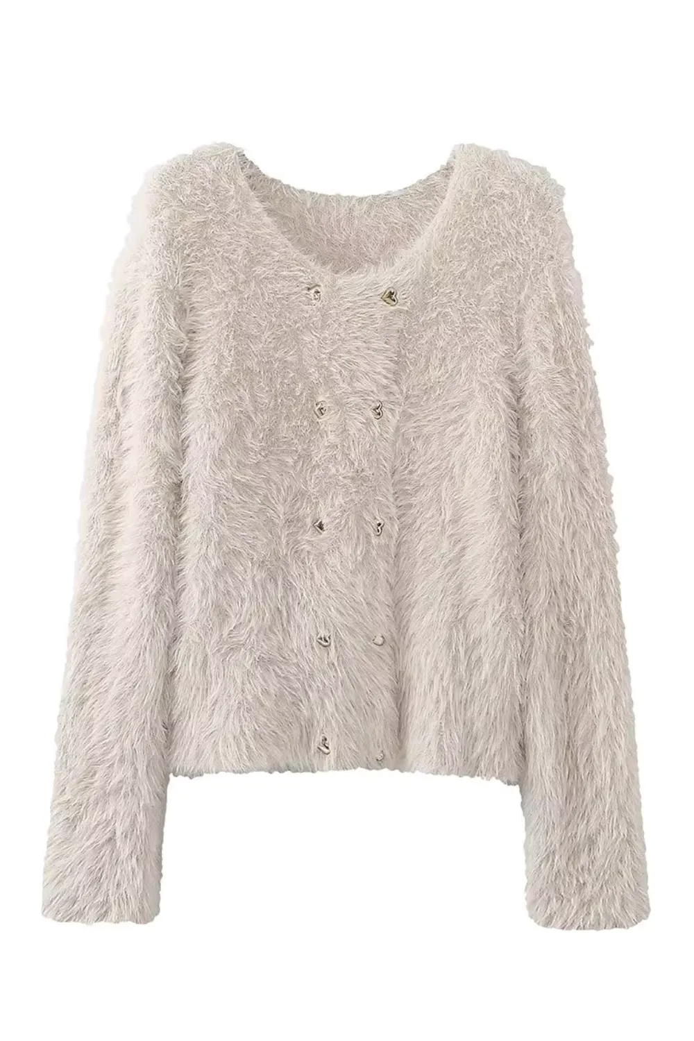 'Zadie' Fuzzy Round Neck Knitted Cardigan (4 Colors) sold by Goodnight Macaroon product image thumbnail 2