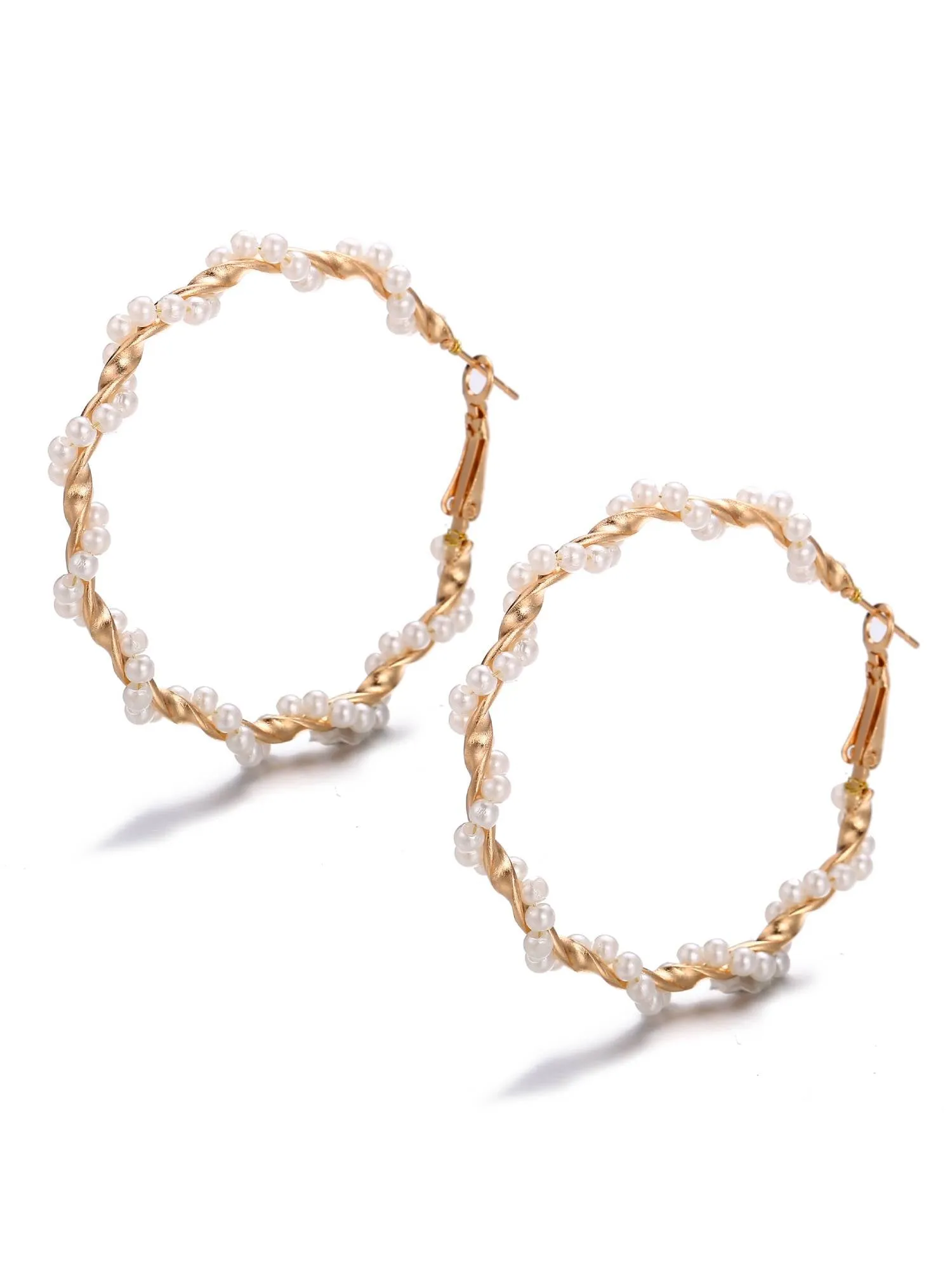 'Kimberly' Pearl Hoop Earrings sold by Goodnight Macaroon product image thumbnail 2