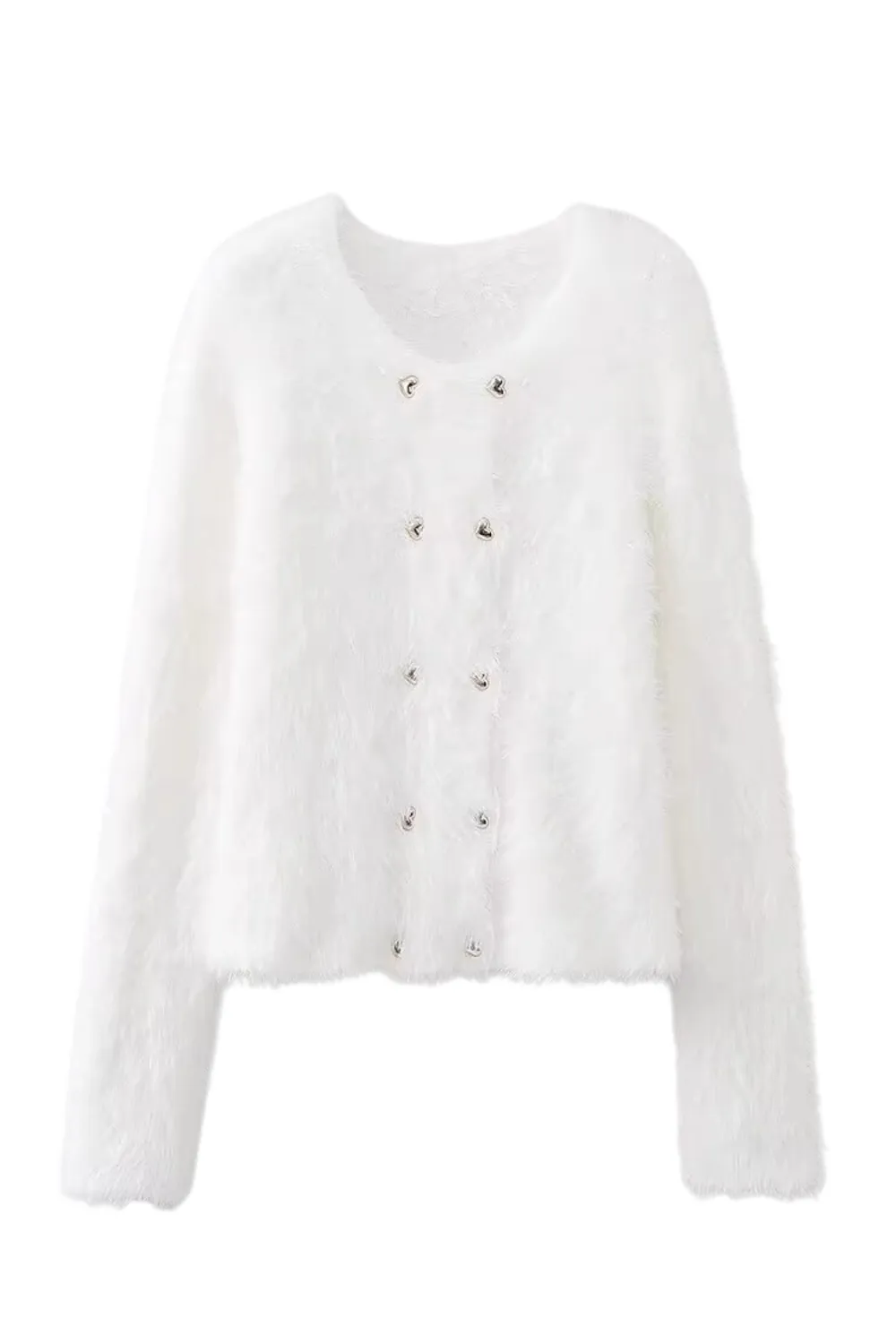 'Zadie' Fuzzy Round Neck Knitted Cardigan (4 Colors) sold by Goodnight Macaroon product image thumbnail 3