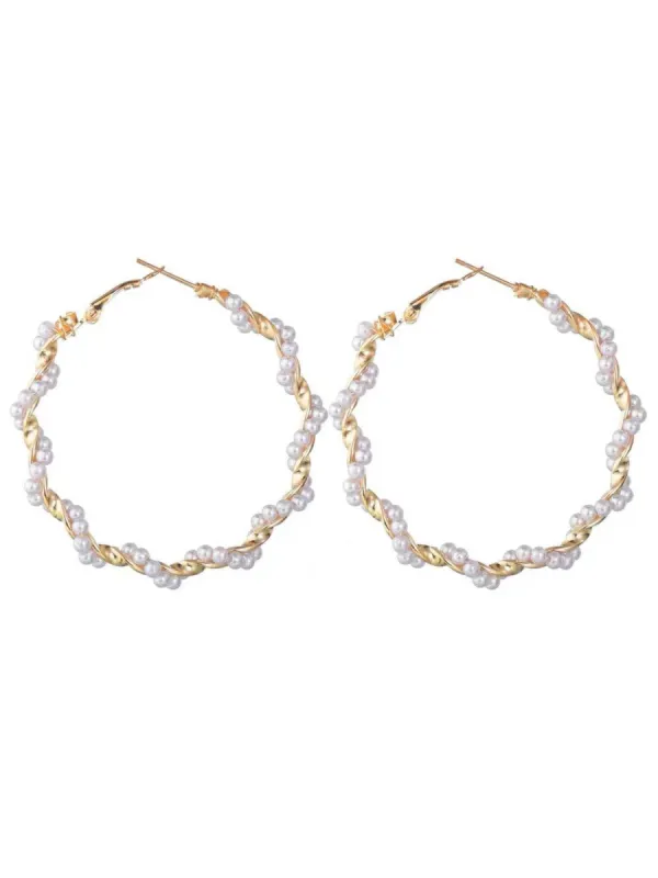'Kimberly' Pearl Hoop Earrings made by Goodnight Macaroon
