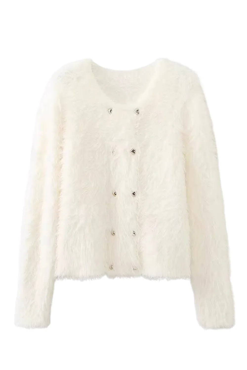 'Zadie' Fuzzy Round Neck Knitted Cardigan (4 Colors) sold by Goodnight Macaroon product image thumbnail 4