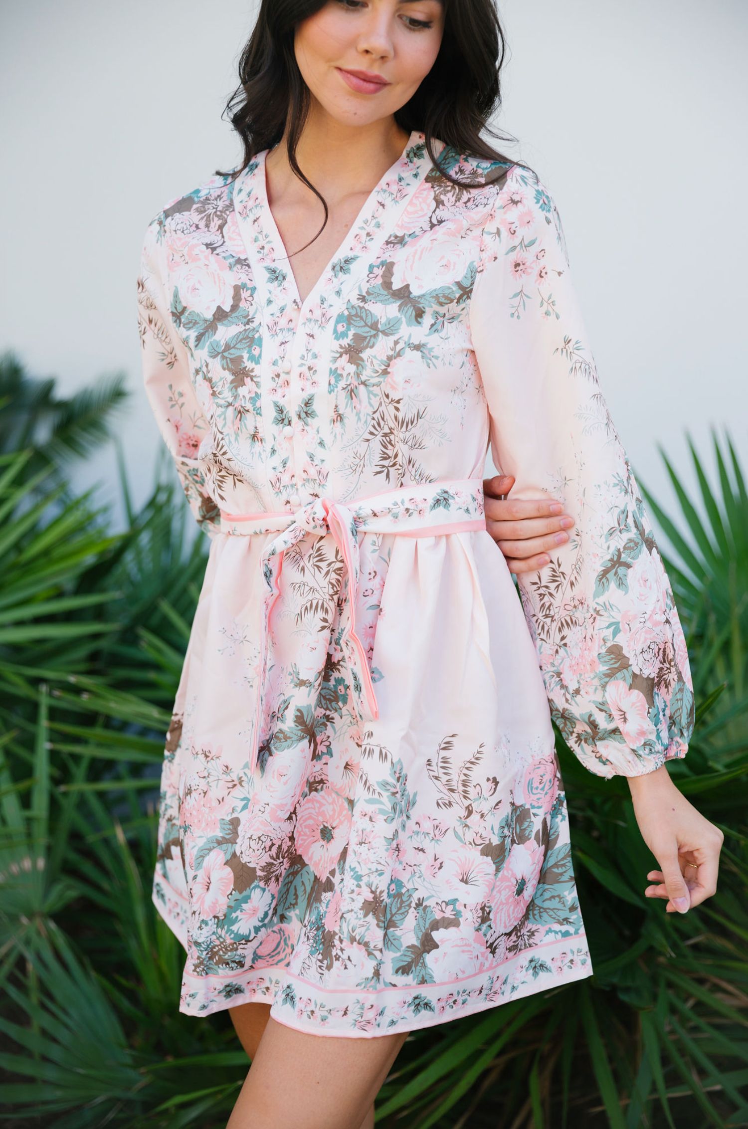 'Maya' Floral Belted Short Dress #138117 sold by Goodnight Macaroon