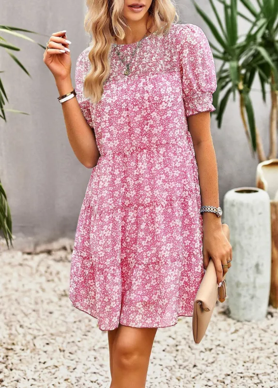 Floral Crew Neck Smocked Dress #166314 sold by Goodnight Macaroon