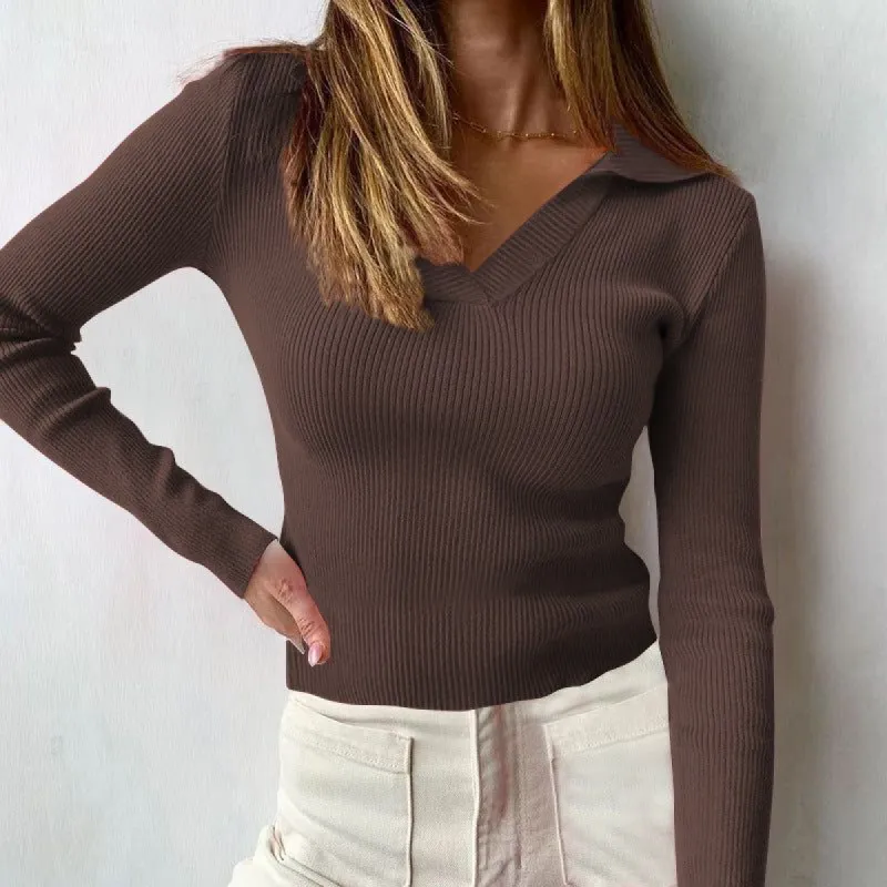 Rib Long Sleeve Collared T-Shirt #151905 sold by Goodnight Macaroon