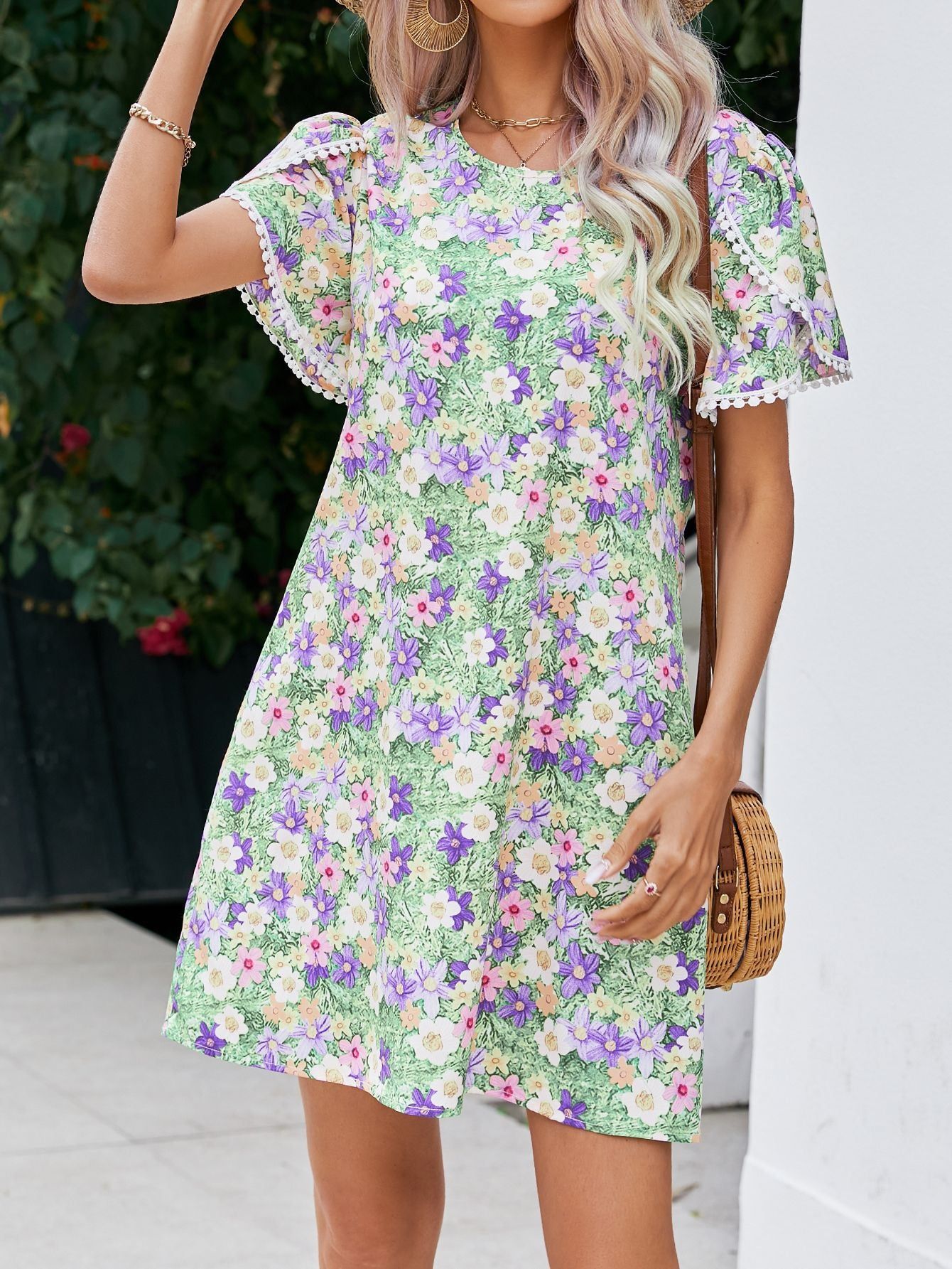 'Skylar' Floral Sleeve Tassel Short Dress #175104 sold by Goodnight Macaroon product image thumbnail 3