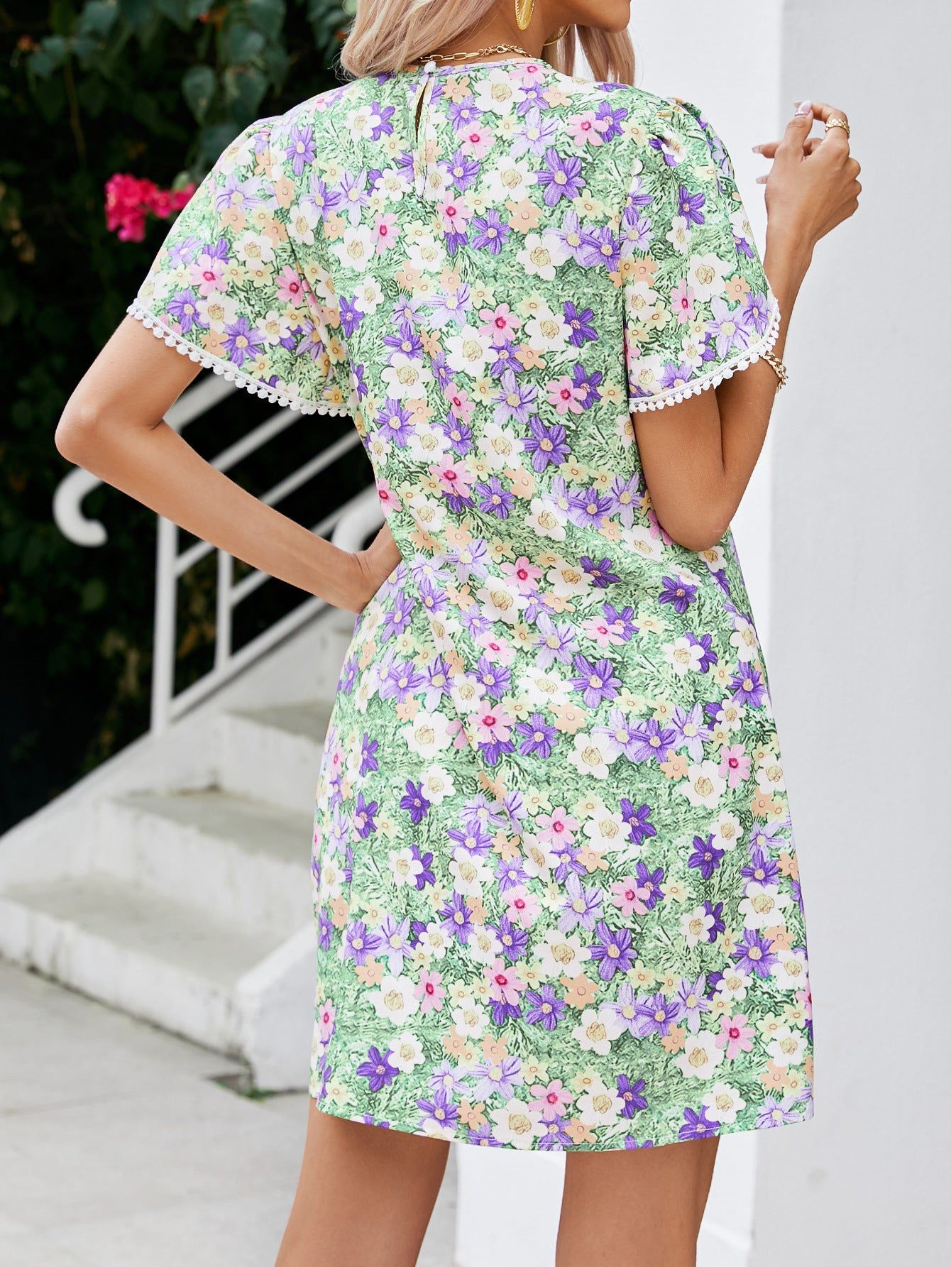 'Skylar' Floral Sleeve Tassel Short Dress #175104 sold by Goodnight Macaroon product image thumbnail 2