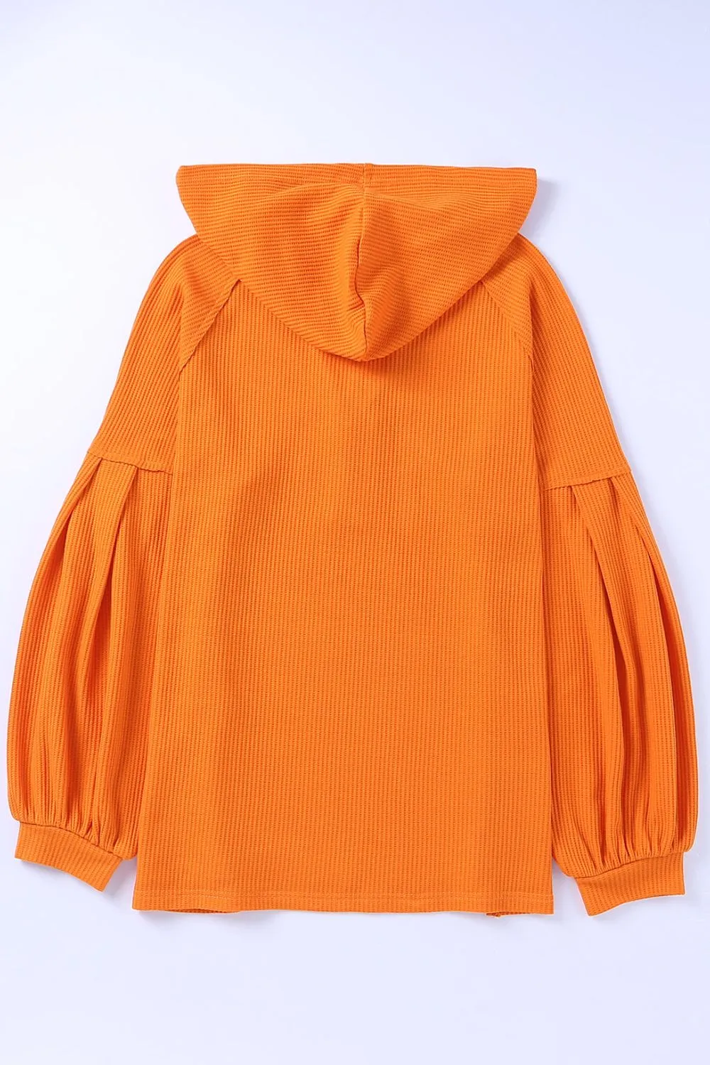 'Dahlia' Puff Sleeve Side Slit Buttoned Waffle Knit Hoodie (2 Colors) sold by Goodnight Macaroon product image thumbnail 5