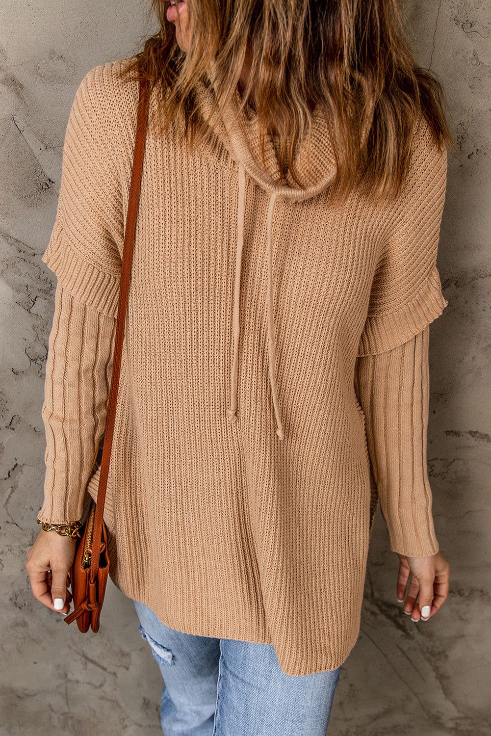 'Xandra' Drawstring Cowl Neck Side Slit Tunic Sweater sold by Goodnight Macaroon product image thumbnail 4