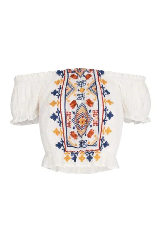 Embroidery Off Shoulder Crop Top #152776 sold by Goodnight Macaroon