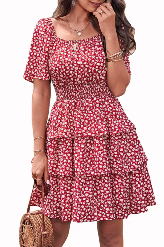 Floral Smocked Short Dress #163126 sold by Goodnight Macaroon