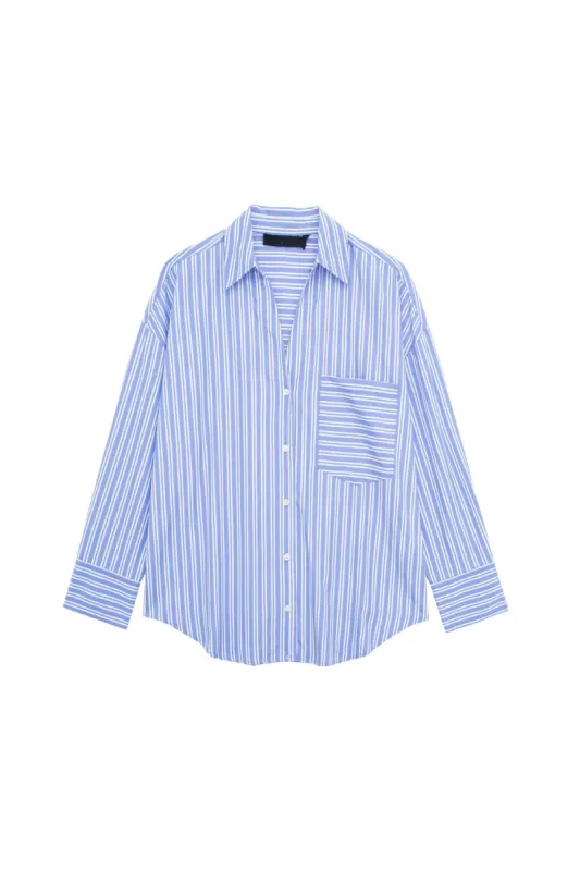 'Addison' Striped Loose Long Sleeved Shirt sold by Goodnight Macaroon