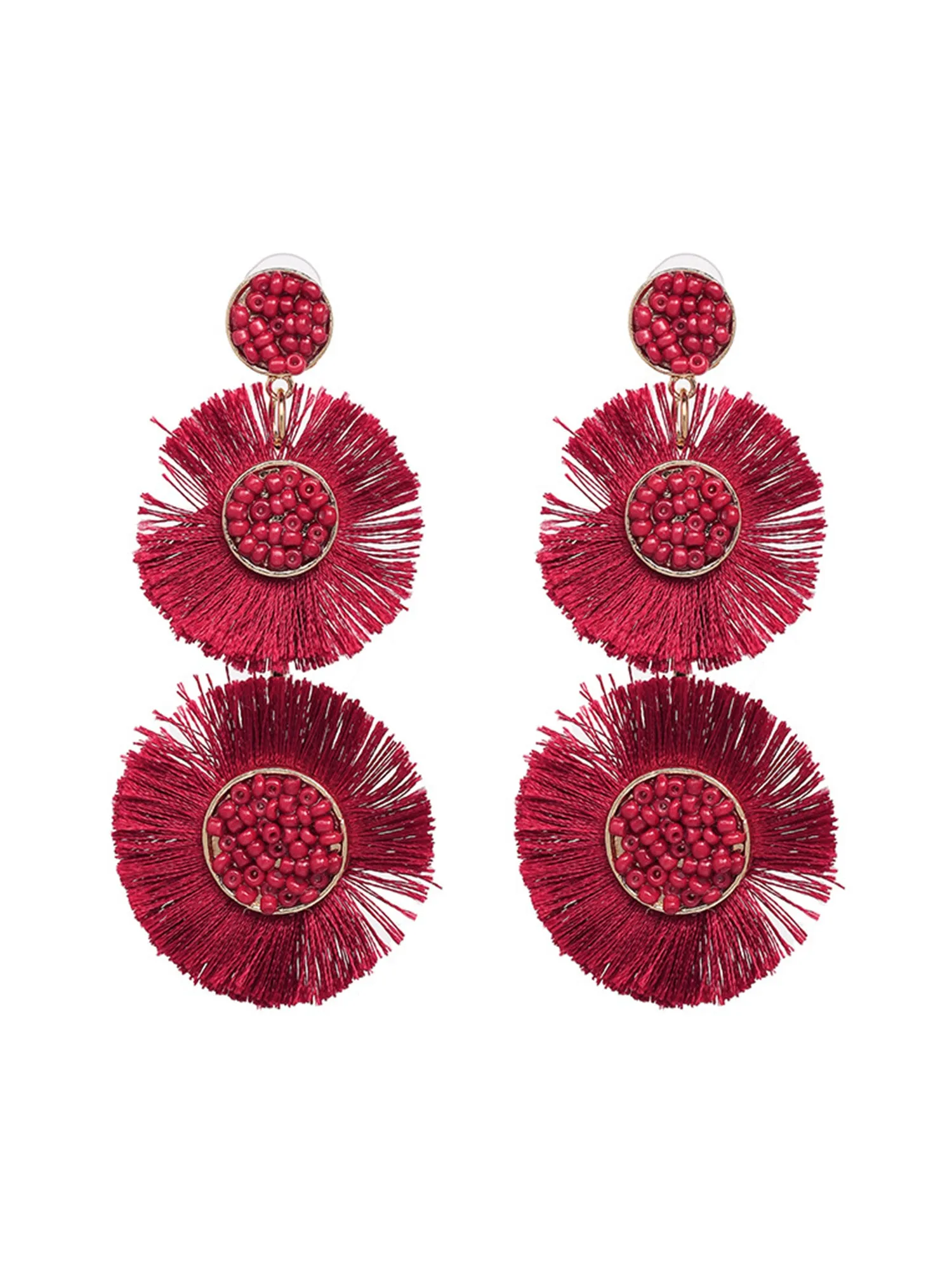 'Tamara' Tassel Bead Drop Earrings (7 Colors) sold by Goodnight Macaroon product image thumbnail 2