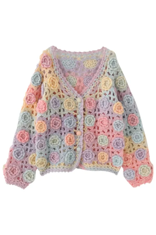 'Bella' Hand-Knitted Hollow Cardigan (2 Colors) sold by Goodnight Macaroon