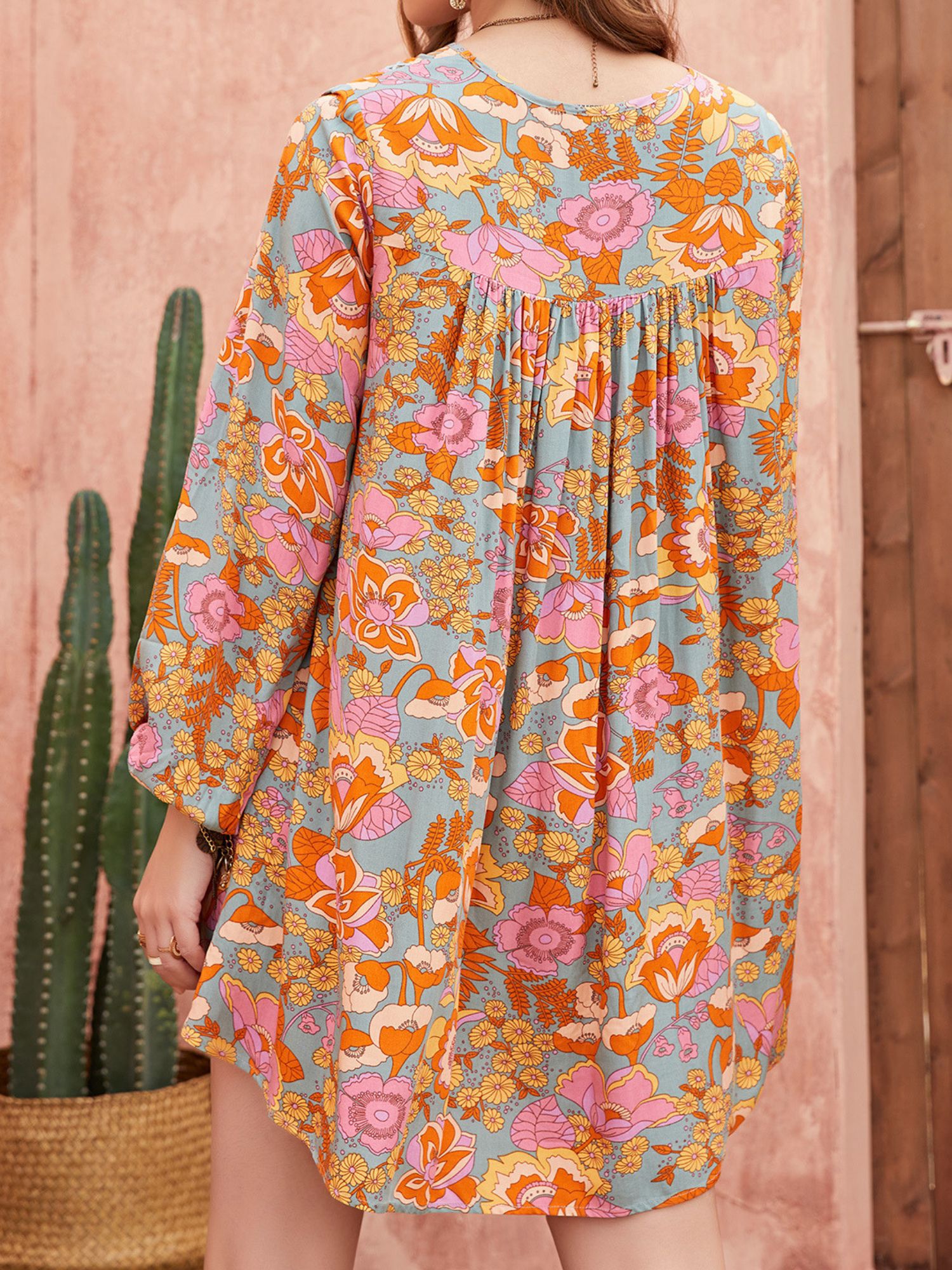 'Demi' Lace Pleated Loose Floral Printed Dress sold by Goodnight Macaroon product image thumbnail 3