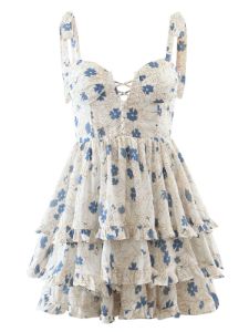 'Lilly' Floral Printed Lace-Up Mini Dress sold by Goodnight Macaroon