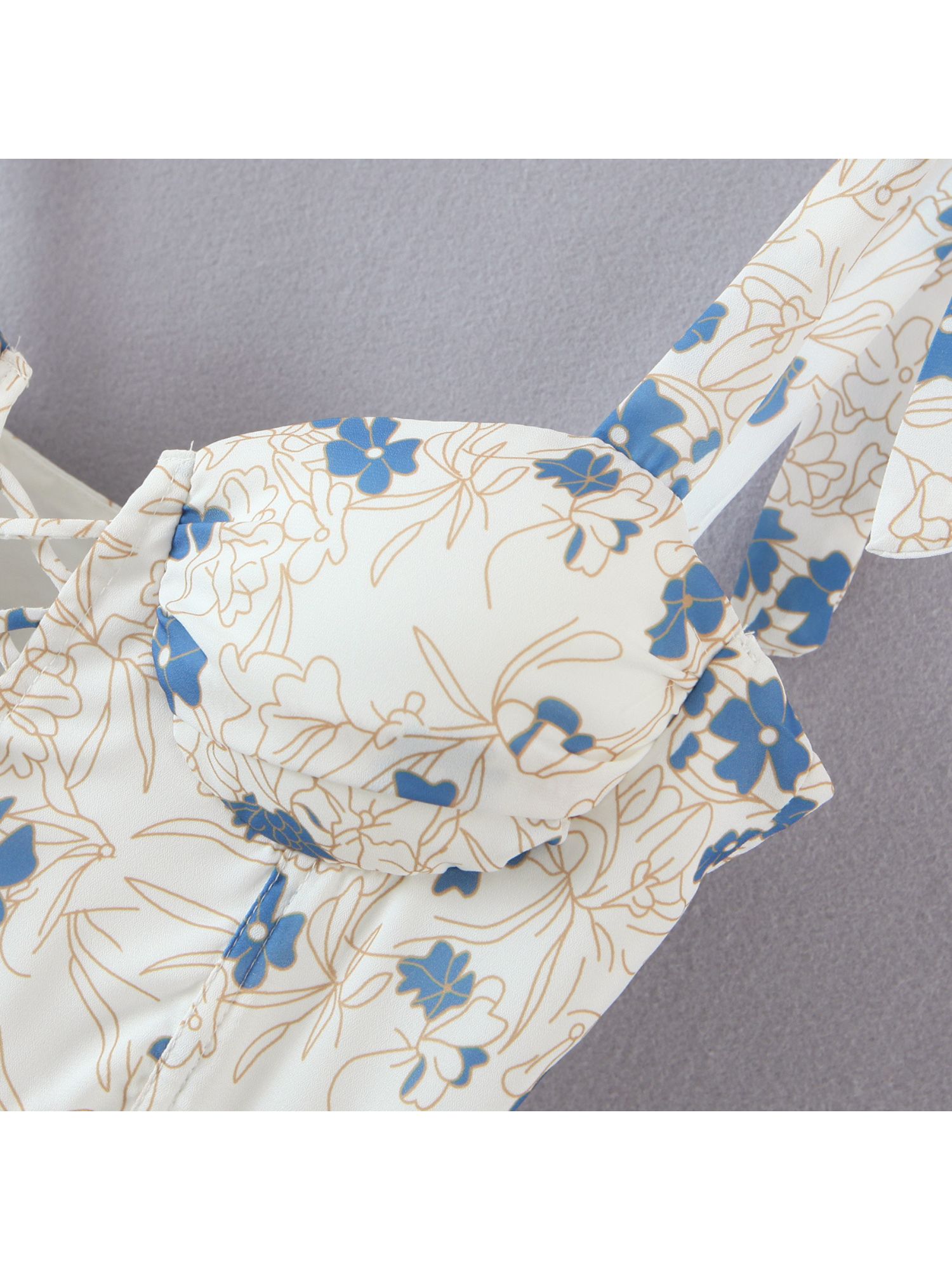 'Lilly' Floral Printed Lace-Up Mini Dress sold by Goodnight Macaroon product image thumbnail 3