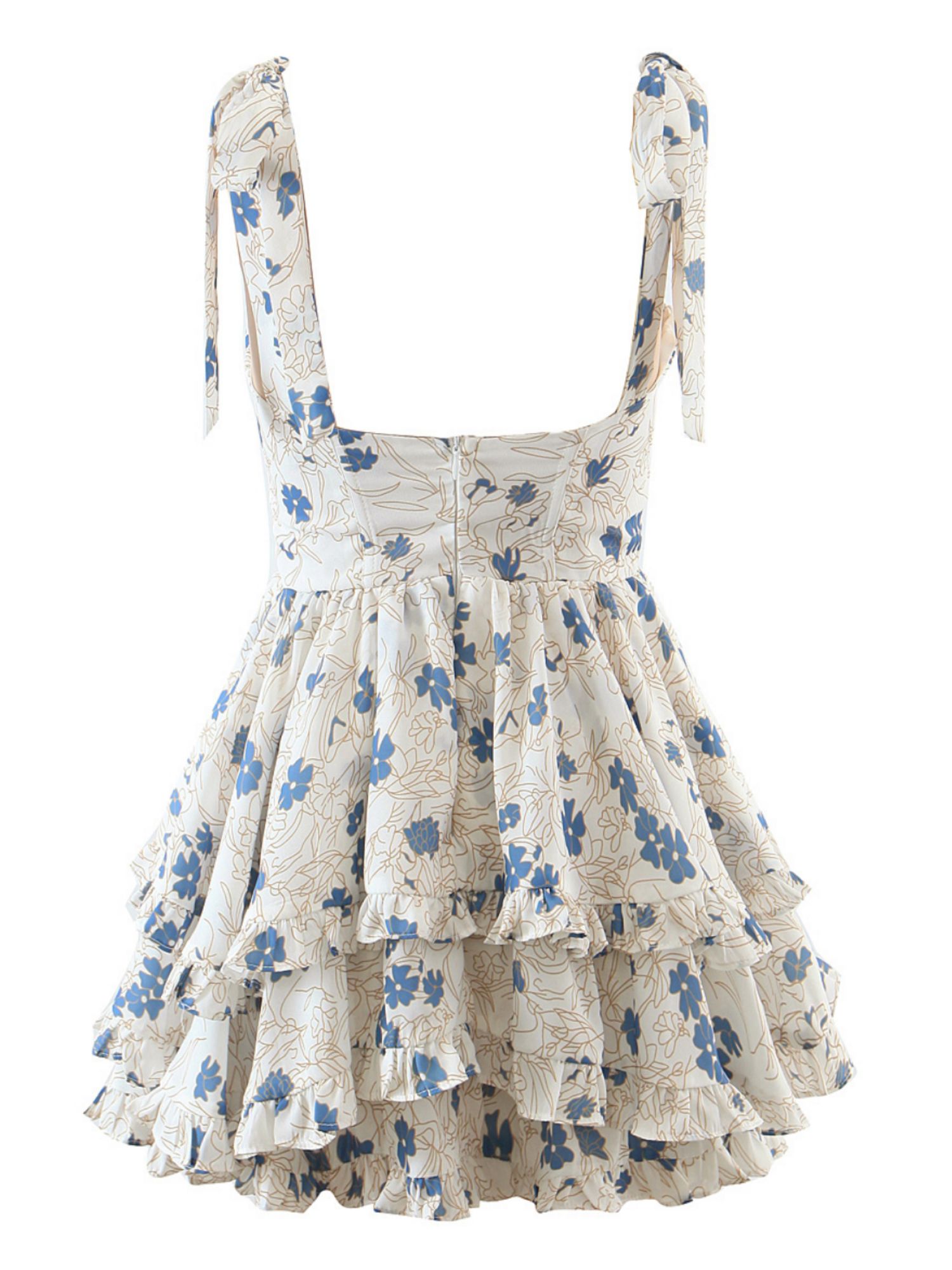 'Lilly' Floral Printed Lace-Up Mini Dress sold by Goodnight Macaroon product image thumbnail 2
