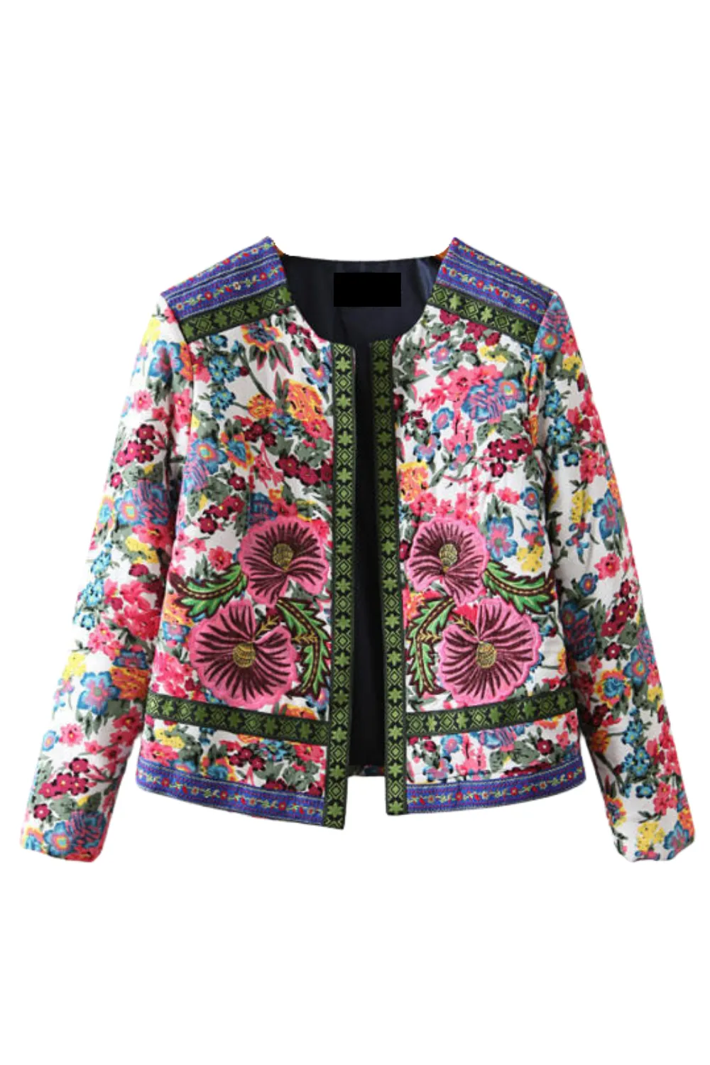 'Renata' Floral Embroidered Open Front Blazer sold by Goodnight Macaroon