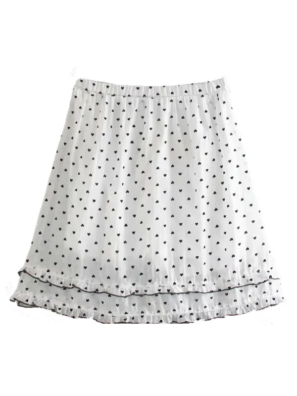 'Juicy' Heart Pattern Frilled Mini Skirt sold by Goodnight Macaroon