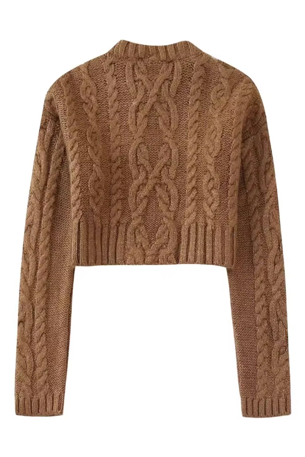 'Camilla' Long-Sleeves Cable Knit Short Sweater sold by Goodnight Macaroon product image thumbnail 2