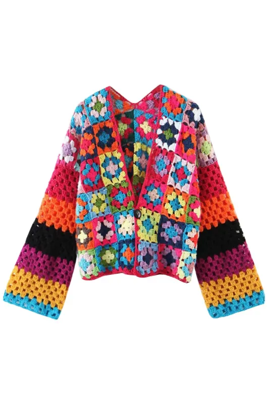 'Remi' Hand-Crocheted Woven Cardigan sold by Goodnight Macaroon