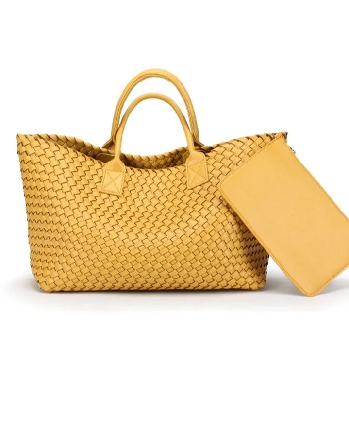 ‘Twiggy’ Woven Faux Leather Tote Bag sold by Goodnight Macaroon product image thumbnail 3