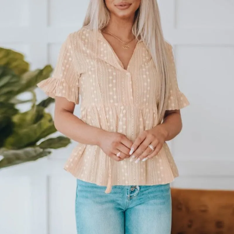 Floral Embroidery V-Neck Blouse #166149 sold by Goodnight Macaroon
