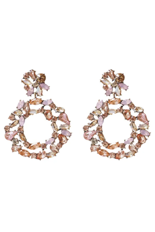 'Elizabeth' Circle Rhinestones Drop Earrings sold by Goodnight Macaroon