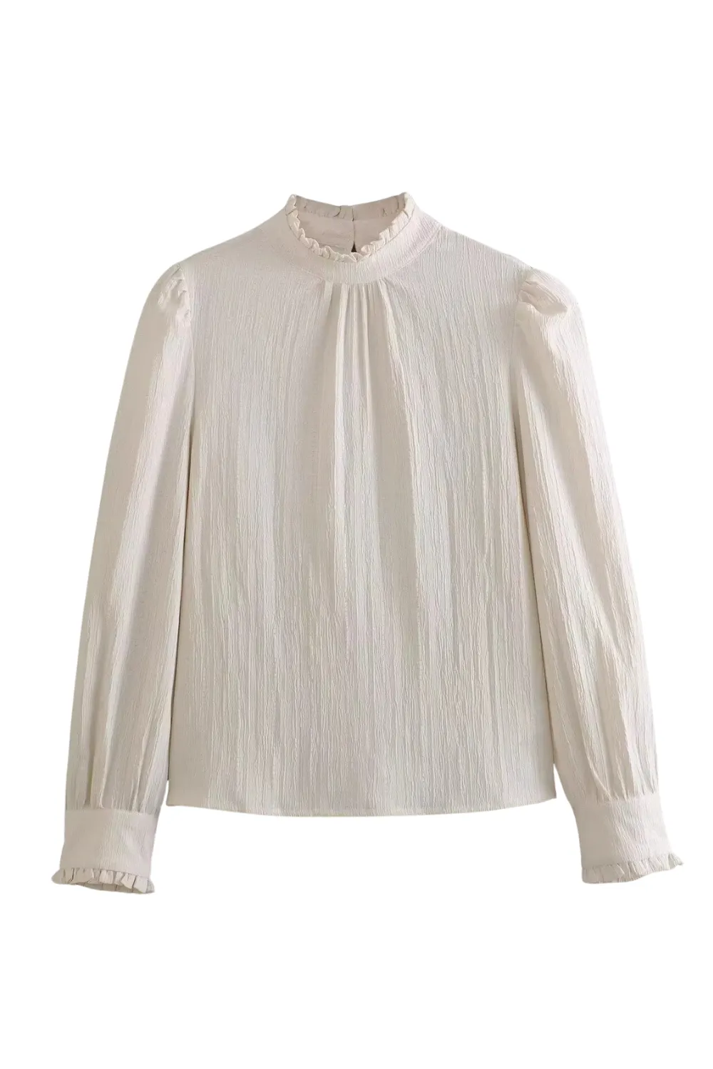 'Phoebe' Crepe Texture Long Sleeved Blouse sold by Goodnight Macaroon