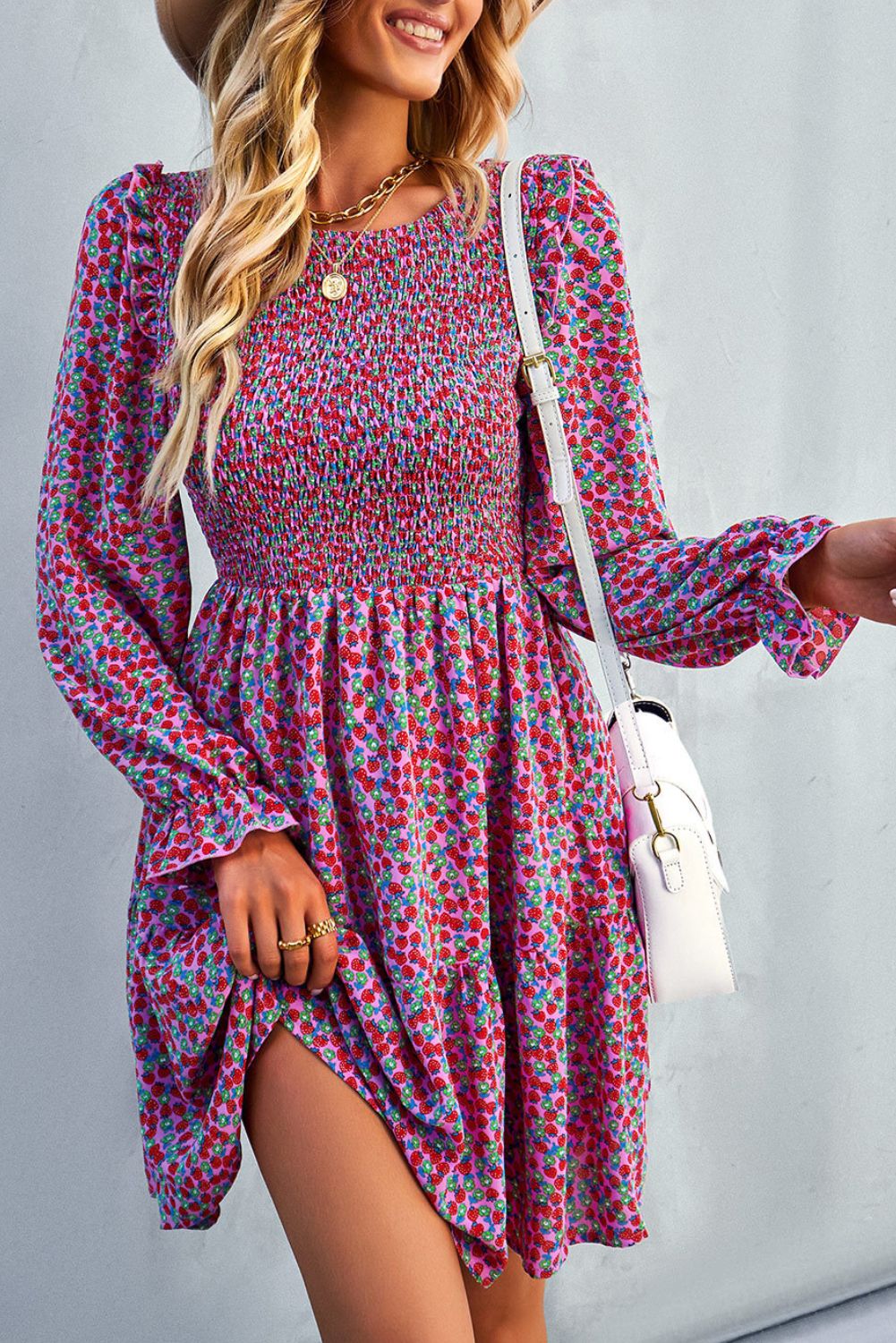 'Kaelie' Long Sleeve Floral Midi Dress (4 COLORS) sold by Goodnight Macaroon product image thumbnail 4