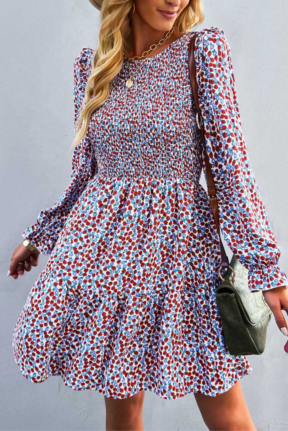 'Kaelie' Long Sleeve Floral Midi Dress (4 COLORS) sold by Goodnight Macaroon product image thumbnail 3
