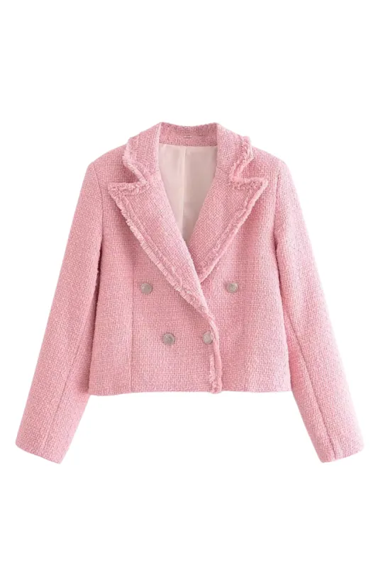 'Isabelle' Double-Breasted Tweed Short Jacket made by Goodnight Macaroon