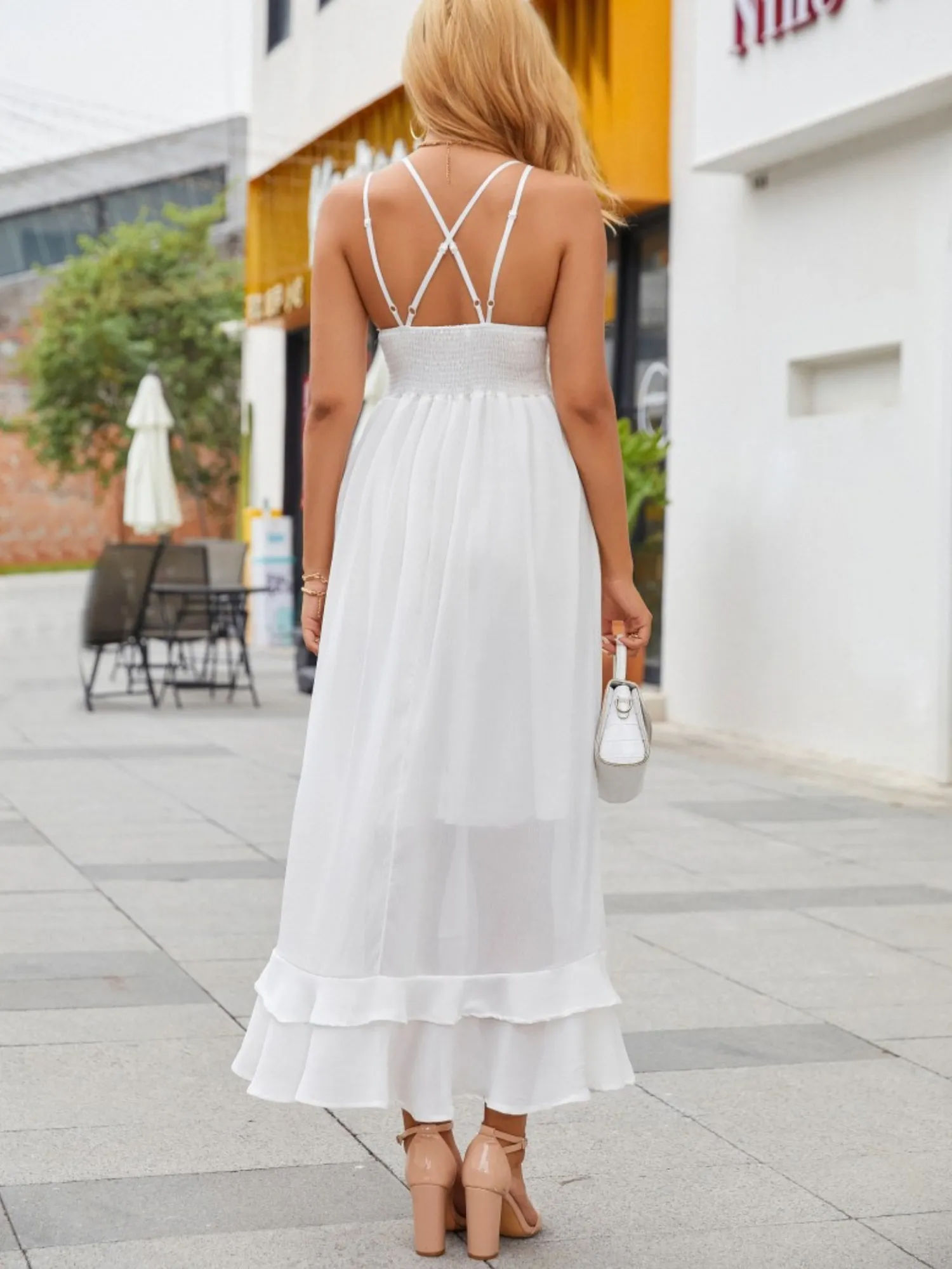 'Erin' Lace Strap Cross Maxi Chiffon Dress (2 Colors) sold by Goodnight Macaroon product image thumbnail 3