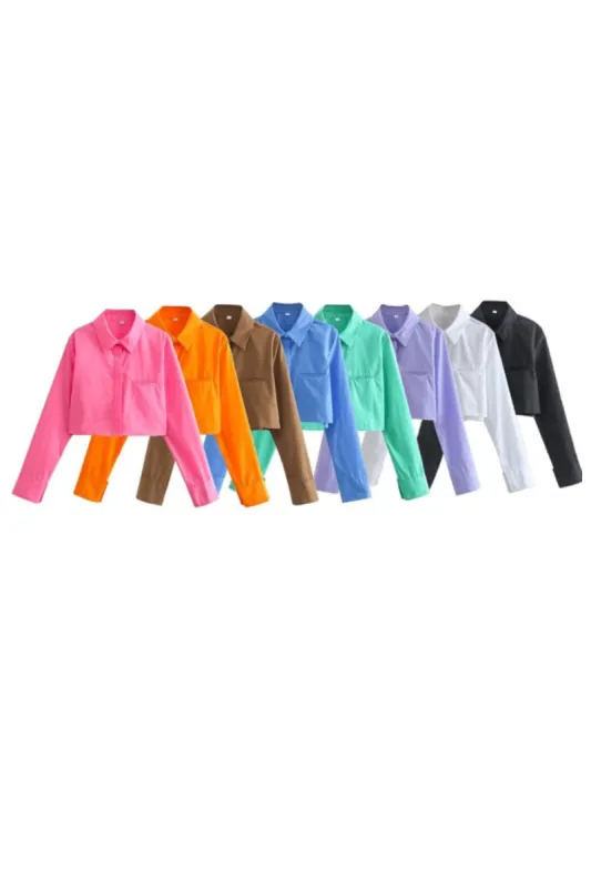 ‘Olga’ Short Collared Long Sleeve Shirt sold by Goodnight Macaroon