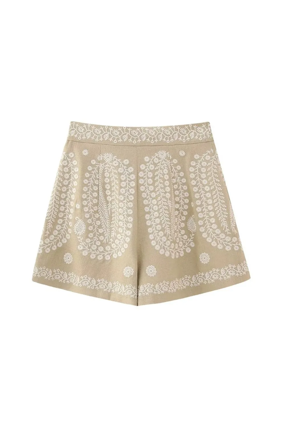 'Audrey' Embroidered High-Waisted Straight-Leg Shorts sold by Goodnight Macaroon product image thumbnail 2