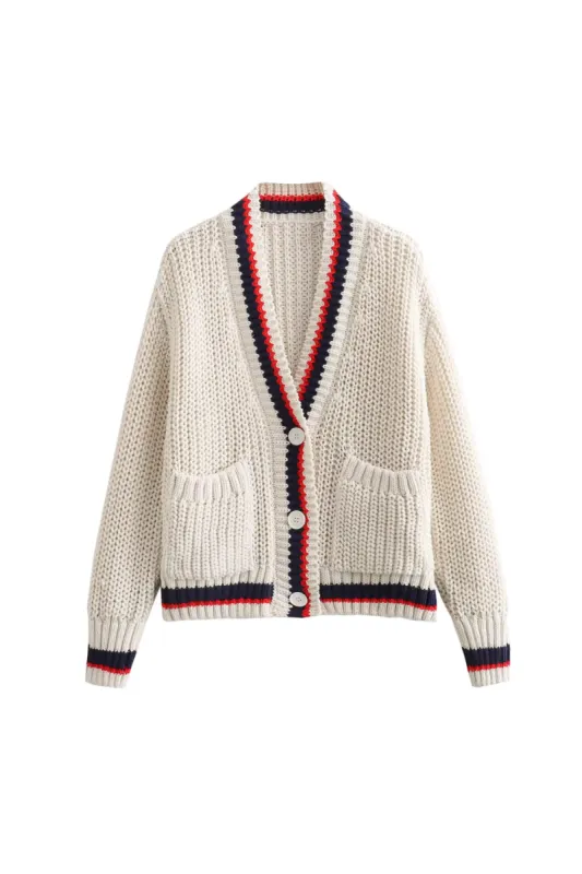 'Patty' Contrast Cable-knit Cardigan sold by Goodnight Macaroon