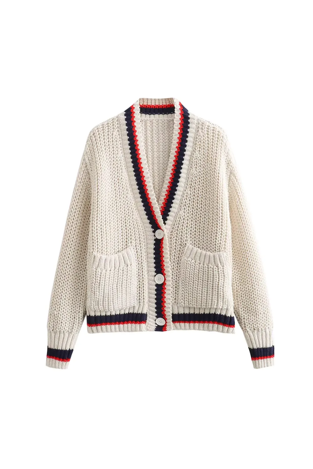 'Patty' Contrast Cable-knit Cardigan sold by Goodnight Macaroon