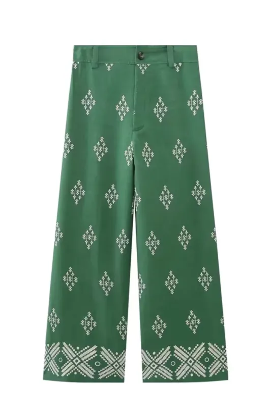 'Janice' Embroidered Capri Trousers sold by Goodnight Macaroon