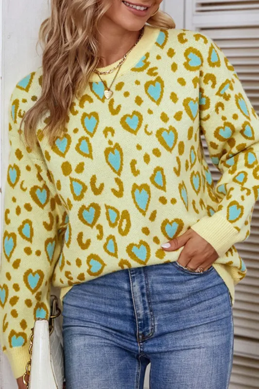 Crew Neck Heart Print Sweater #142233 sold by Goodnight Macaroon