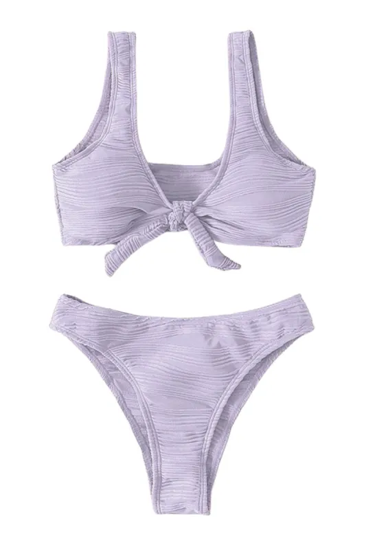 Textured Tie-Front Bikini #164960 sold by Goodnight Macaroon
