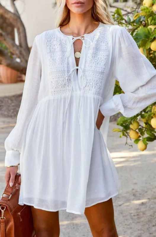 Casual Embroidered White Dress #121612 sold by Goodnight Macaroon