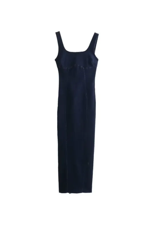 'Aurora'  Denim Spaghetti Straps Midi Dress sold by Goodnight Macaroon