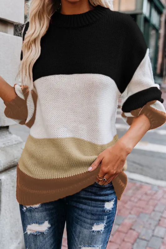 'Raquel' Full Size Loose Crew Neck Striped Sweater (7 Colors) sold by Goodnight Macaroon